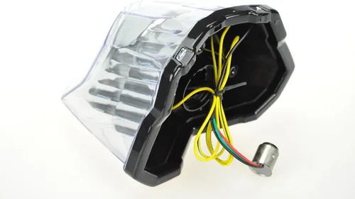 Vista 4 de Compatible con Yamaha 2009-2017 FZ6R, 2009-2017 XJ6; luz trasera LED transparente de freno + indicadores de señal de giro integrados