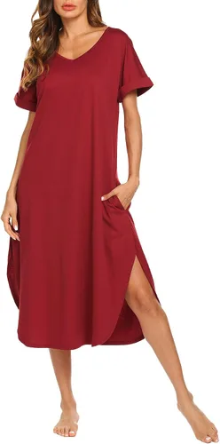 Vista 7 de AVIIER - Camisones de algodón para mujer, ropa de dormir suave con bolsillos, tallas S a XXL Margarita