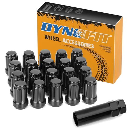 Vista 11 de dynofit Tuercas de rueda de 1/2x20, 4 tuercas de orejeta cromadas negras de 1/2''-20 del mercado de accesorios con 1 llave, asiento cónico/cono