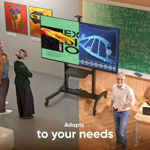 Vista 4 de ONKRON Soporte de TV móvil con ruedas para pantalla de 50 a 100 pulgadas, carga máxima de 286 libras, altura ajustable, inclinable, soporte