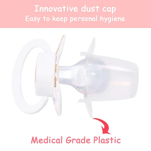 Vista 6 de LittleForBig Bigshield Generation-II - Chupete de tamaño adulto con diseño de oso blanco