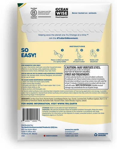 Vista 2 de Tru Earth Limpiador multisuperficie Eco-Strips, limón fresco, 8 tiras