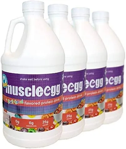 MuscleEgg 4 claras de huevo líquidas de cereales de frutas de medio galón (sin jaula)