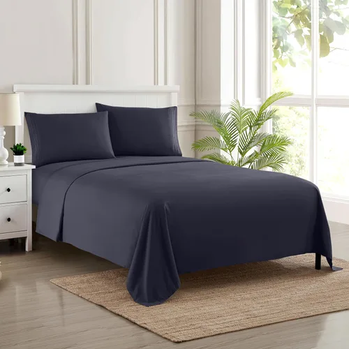 Vista 14 de Juego de sábanas extrasuaves de tamaño individual, ropa de cama transpirable y lujosa con correas elásticas integradas para las esquinas, colección