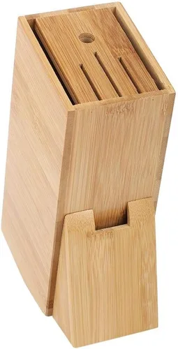 Vista 5 de Estante de cuchillos de bambú Agujeros multifuncionales Estante de almacenamiento para cuchillos Herramienta Soporte para cuchillos de cocina Bloque