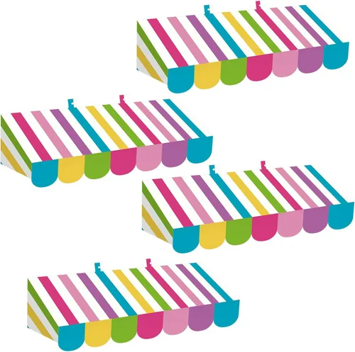 Vista 21 de Tallew 4 Piezas Toldo de Circo 3D Decoración de Pared Toldo de Carnaval para Halloween Carnaval Fiesta Temática Decoraciones de Aula (Negro y Blanco)