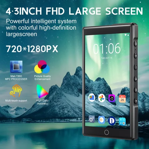 Vista 2 de Reproductor MP3 KeenPlus de 16GB con Bluetooth y WiFi, C4 Plus Android 13 Reproductor HiFi MP3 con Spotify, pantalla táctil de 4.3" FHD de panel