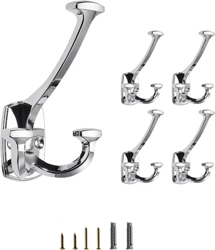 Vista 12 de Ganchos de Bronce Champán Grandes Montados en la Pared, Decorativos, de Acabado Sólido, de Doble Cara, Resistente, para Colgar Abrigos, Batas