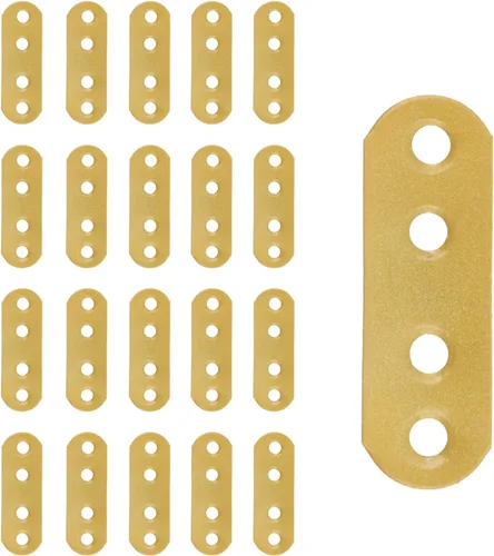 T Tulead Soportes rectos de hierro planos de reparación para muebles, placas de refuerzo de muebles, soporte reparador dorado, 2.16 x 0.7 x 0.06