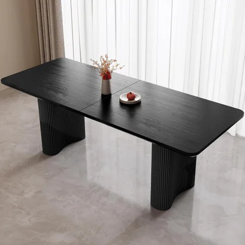 Vista 11 de Mesa de comedor rectangular de 62.99 pulgadas, mesa de cocina moderna con patas onduladas, mesa de comedor para el hogar para cocina, bar