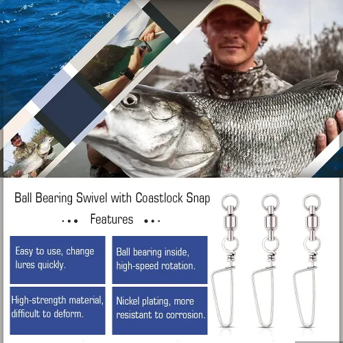 Vista 2 de AMYSPORTS Pesca de agua dulce Snap Giratorios de bolas de rodamiento de agua salada Rotación Broches Rotación Bola de agua dulce Giratorios Snap