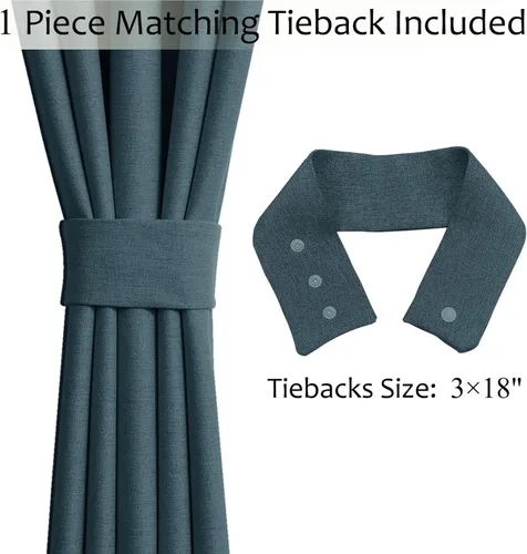 Vista 49 de Frelement Cortinas opacas de lino natural, paneles de cortinas con bolsillo para barra y pestaña trasera, para sala de estar, cortinas