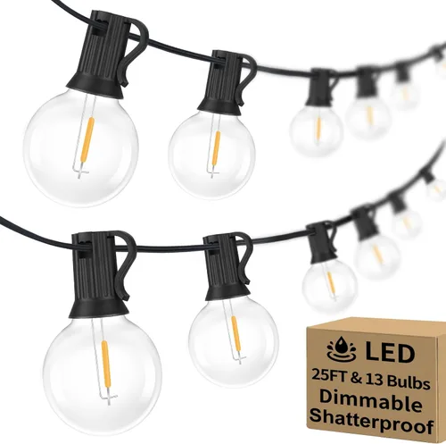Vista 18 de Luces de cadena LED globo G40 para exteriores de 200 pies (100*2), regulables, impermeables, irrompibles, cadenas de luces con 103 bombillas