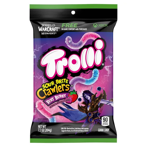 Vista 10 de Trolli Sour Brite Crawlers, caramelos, ponche de frutas, agridulce, gusanos gomosos, 7.2 onzas
