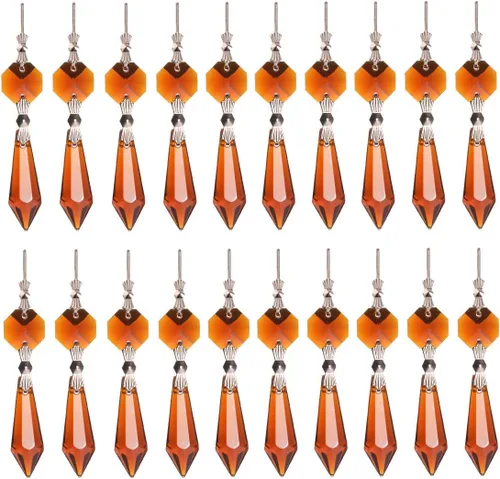 Vista 6 de longsheng 20 piezas de 38 mm de cuentas de cristal de repuesto para lámpara de araña, prismas de cristal colgantes de color AB, cuentas de cristal