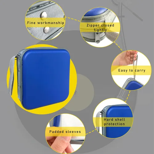 Vista 3 de Augeny Estuche de CD de capacidad para 48 unidades, soporte portátil de plástico duro para DVD, carpeta de almacenamiento de discos para automóvil