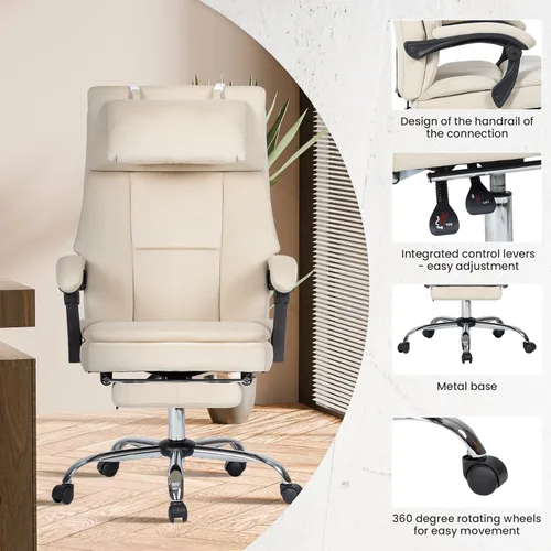 Vista 6 de Swivel Computer,Upholstered Velvet Office Chair,Big and Tall Executive Chair with Footrest Removable Headrest,High Back Ergonomic Computer Desk for