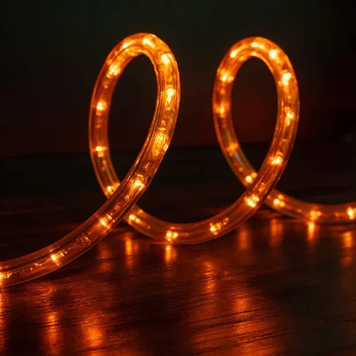 Vista 8 de 76 LEDs, cuerda de luz LED naranja exterior de 10 pies, 8 modos, iluminación exterior permanente impermeable para exteriores, funda de PVC