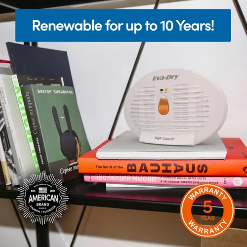 Vista 7 de Eva-Dry Deshumidificador renovable E-500 paquete de 2 (capacidad de 6 a 8 onzas cada uno), color blanco, ideal para armarios, baños, cajas fuertes