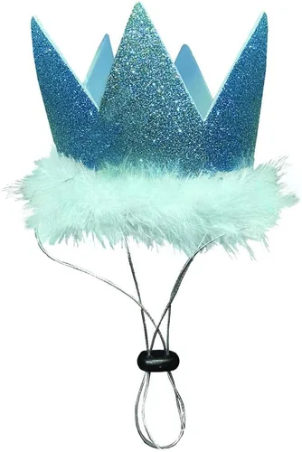 Huxley & Kent Sombrero de corona de fiesta para mascotas para perros y gatos – Cómodas correas ajustables de ajuste cómodo – Corona con purpurina