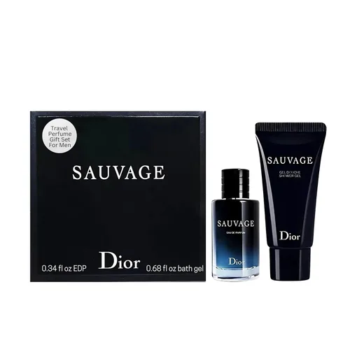 Dior Sauvage - Perfume para hombre – Mini set de regalo de fragancia EDP y gel de ducha Duo Set de viaje
