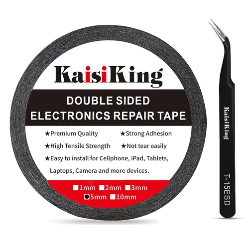 Vista 12 de Kaisiking Cinta adhesiva de doble cara de 2 mm / 3 mm x 50 m para reparación de pantalla LCD de teléfono celular, adhesiva delgada con 1 pinza