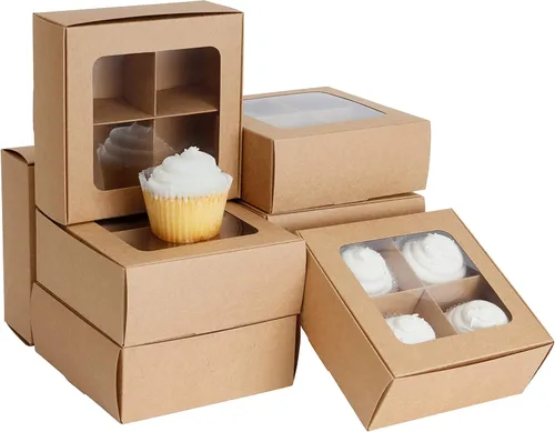 Vista 70 de 10 cajas de golosinas con ventana y divisores 9 compartimentos X-SMALL 5 x 5 x 1.57 pulgadas Cajas de dulces vacías para regalar, caja