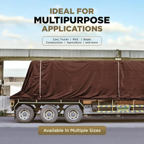 Vista 7 de ATERET Funda de lona de polietileno marrón súper resistente de 0.630 in. / 12 x 20 pies, resistente a los rayos UV, gruesa impermeable, a prueba