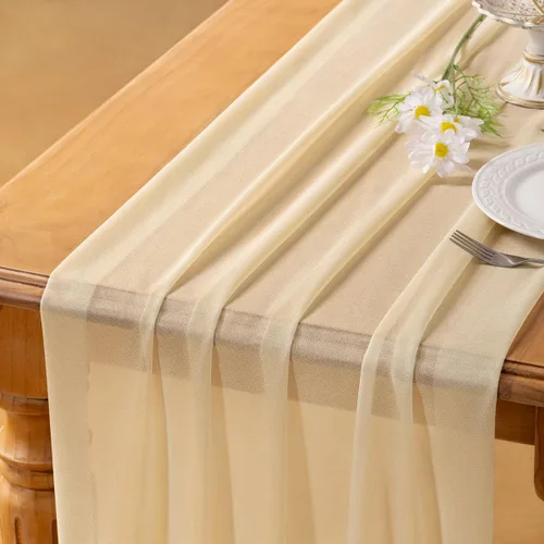 Socomi Camino de mesa de gasa color champán para boda, 10 pies y 120 pulgadas de largo, bohemio, rústico, para decoración de despedida de soltera,