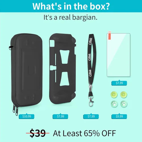 Vista 5 de CoBak Carrying Case for Nintendo Switch Lite - with 1 Screen Protector, 1 Grip Case and 4 Thumb Grip Caps, Ultra Slim Premium EVA Travel Pouch