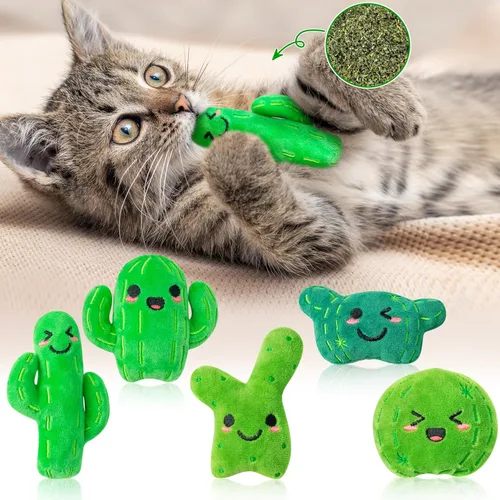 Vista 12 de MALLMALL6 Juguetes de Pepinillo y Hierba Gatera para Gatos - 5 Piezas Juguetes Interactivos de Pepinillo y Catmint para Gatos