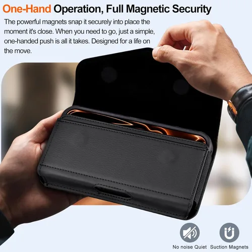 Vista 5 de Funda de cuero para teléfono celular con soporte para tarjeta y clip para cinturón Estuche protector para iPhone Pro 17 16 15 14 13 12 16e, Samsung