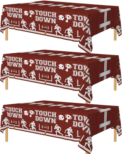 KatchOn, XtraLarge - Mantel de fútbol – Paquete de 3 | Decoraciones de fiesta de fútbol | Mantel de campo de fútbol marrón | Mantel de touchdown