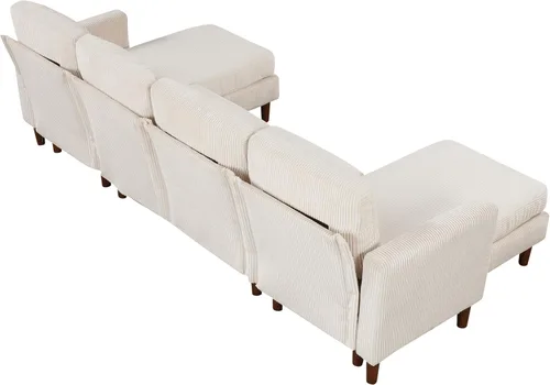 Vista 147 de Sofá modular de felpilla con tapicería en forma de L, sofá modular de 4 asientos con otomana extraíble y 5 almohadas para sala de estar, apartamento