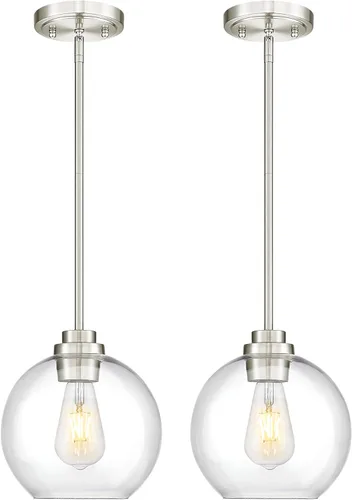 Vista 18 de Luces Colgantes para Isla de Cocina, Lámpara Colgante Moderna Dorada con Pantalla de Globo de Vidrio Transparente, Accesorios de Iluminación