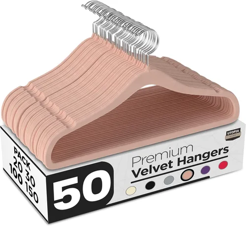 Vista 27 de Utopia Home Velvet Hanger - Paquete de 20 perchas delgadas antideslizantes de lujo para pantalones y abrigos, perchas fuertes que ahorran espacio