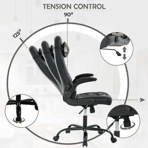Vista 5 de Silla de videojuegos, silla ergonómica para computadora, silla de escritorio para juegos de oficina con soporte lumbar y reposacabezas, silla