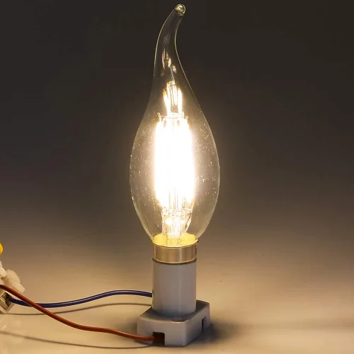 Vista 4 de Bombilla de bajo voltaje 12 V LED Candelabra, 12 V CC o 12 V CA, 4 W regulable, 2700 K luz blanca cálida, casquillo E12, 40 W de repuesto