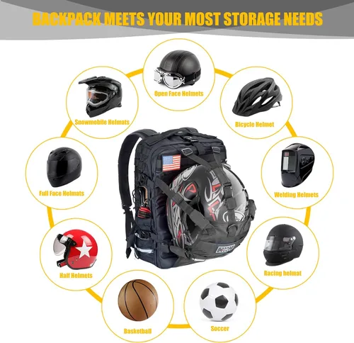 Vista 4 de Mochila para Casco de Motocicleta de Gran Capacidad, Mochila para Motocicleta Senderismo Ciclismo
