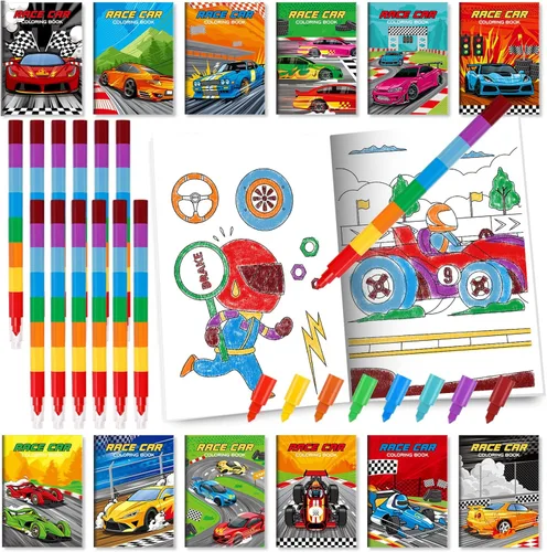 Vista 29 de BenLouis 24 mini libros para colorear de héroe para niños con 24 crayones apilables, recuerdos de fiesta de héroes, libros de actividades a granel