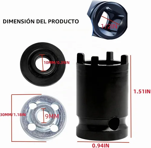 Vista 5 de Juego de llaves eléctricas para amoladora angular, 4 llaves de punta, incluye llave de enchufe para amoladora angular y 2 tuercas de amoladora