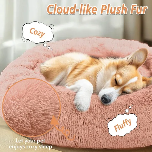 Vista 86 de JOLLYVOGUE Cama Calmante para Perros Pequeños - Cama para Perros Pequeños en Forma de Dona Lavable de 23 Pulgadas para Gatitos y Cachorros, Camas