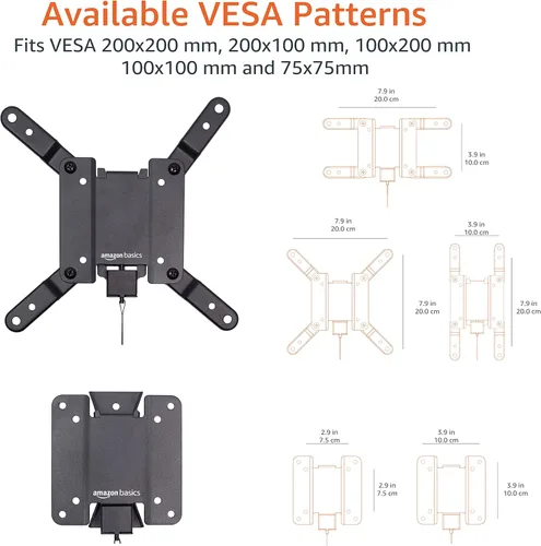 Vista 9 de Amazon Basics Soporte de pared fijo plano para TV se ajusta a TVs de 12 a 40 pulgadas y VESA 200x200, negro