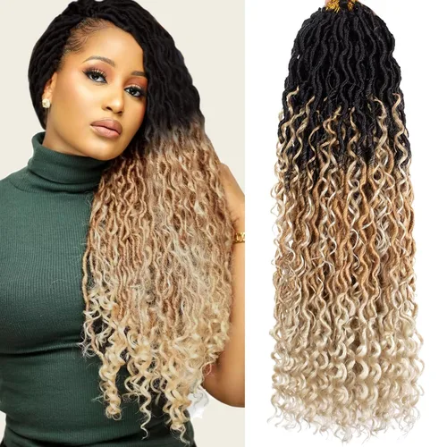 Vista 34 de COOKOO Cabello de ganchillo negro natural de diosa, 10 pulgadas, 8 paquetes de rastas sintéticas preenrolladas con extremos rizados, trenzas