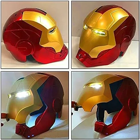 Vista 6 de Casco electrónico Iron-man MK43 para llevar con luz LED máscara de hierro para hombre modelo 11 réplica de Navidad Halloween regalo de cumpleaños
