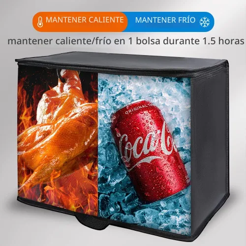 Vista 3 de Bodaon Paquete de 2 bolsas de comestibles reutilizables aisladas de servicio pesado, bolsa térmica, extra grande para alimentos congelados