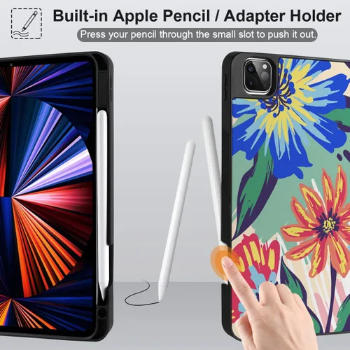 Vista 4 de MEEgoodo para iPad Pro M2 12.9 Funda 6ª/5ª/4ª/3ª Generación 2022 2021 2020 2018 con Soporte para Lápiz, Funda para Tablet con Parte Trasera de TPU