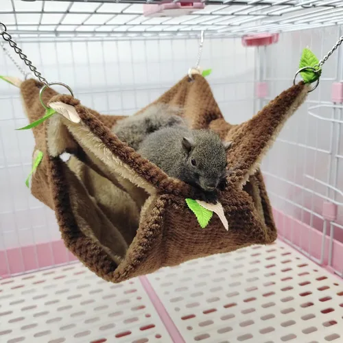 Vista 5 de Hamaca de animales pequeños, hamaca colgante de hámster y túnel de cama cálida jaula de nido para colgar túnel y hamaca para planeador de azúcar
