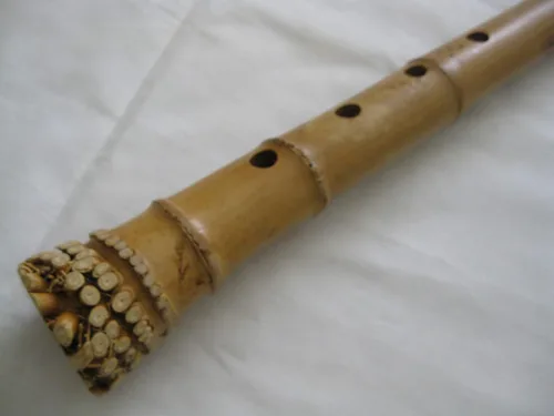 Vista 4 de 1.8 Matake Bamboo Shakuhachi D/F Instrumento pentatónico Zen Flauta de meditación