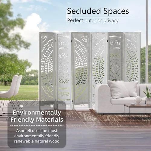 Vista 16 de Panel divisor de habitación de 4 paneles, pared divisora de habitación de 5.6 pies de alto y pantalla de privacidad plegable, panel divisor de pared